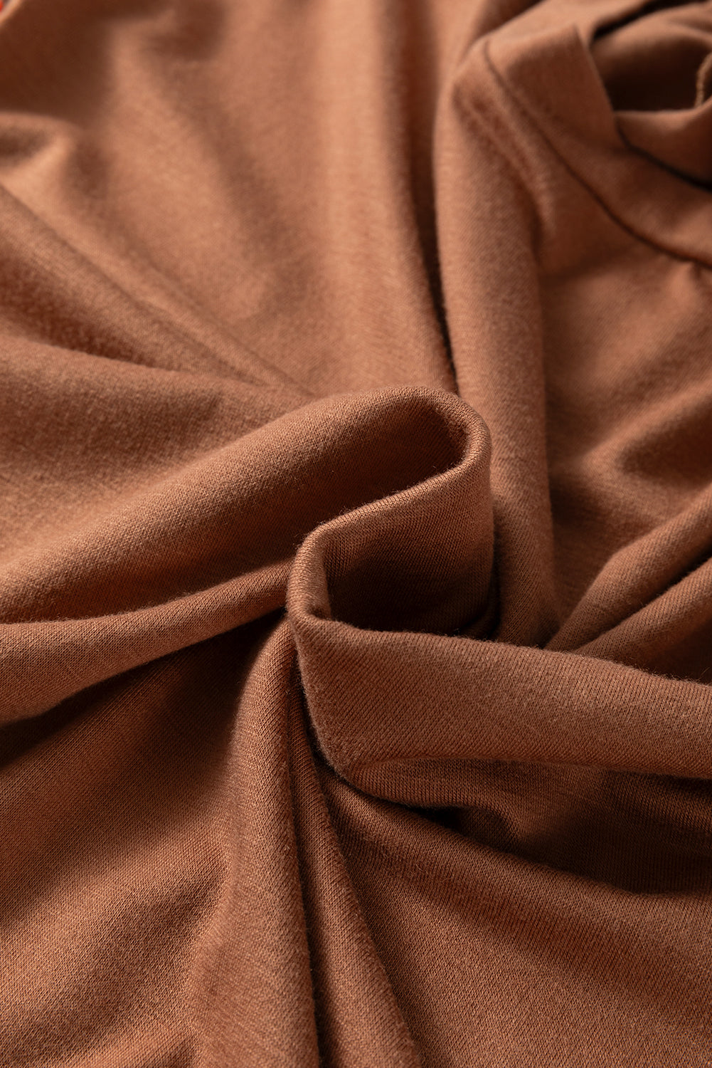 Brown Floral Sleeve Patchwork Round Neck Plus Blouse