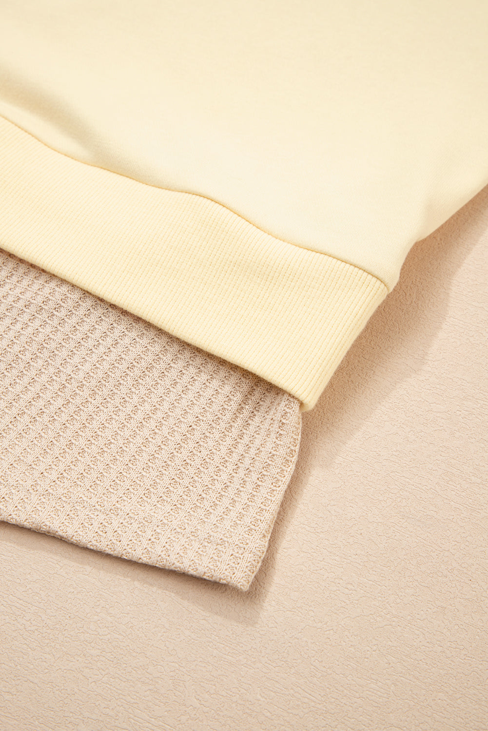 Apricot 2 in 1 Faux Two Piece Patchwork Round Neck Sweatshirt