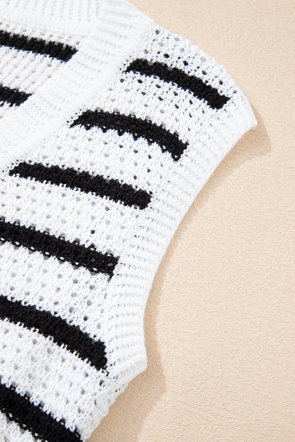 Black Stripe V Neck Gold Buttons Elegant Sweater Vest