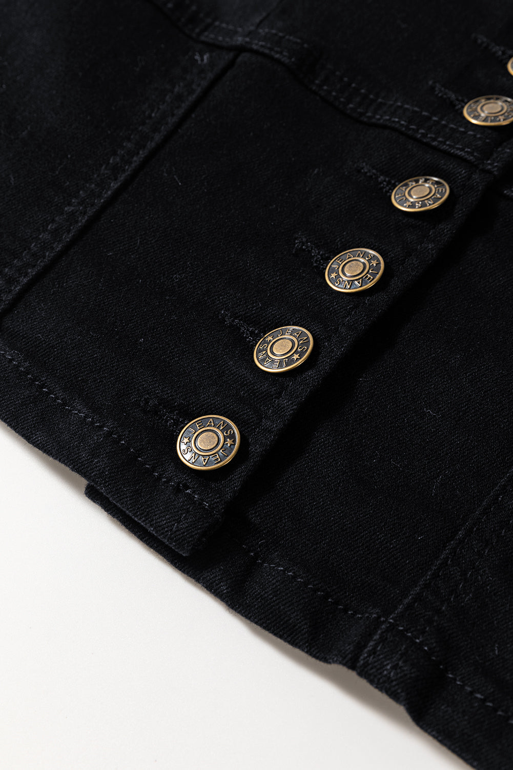 Black Acid Wash Buttoned Cropped Slim Denim Tank Top