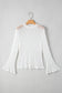 White Sheer Lace Bell Sleeve Mock Neck Blouse