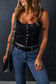 Black Acid Wash Buttoned Cropped Slim Denim Tank Top