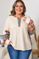 Parchment Plus Size Waffle Colorblock Striped Plaid Patchwork Half Button Pullover