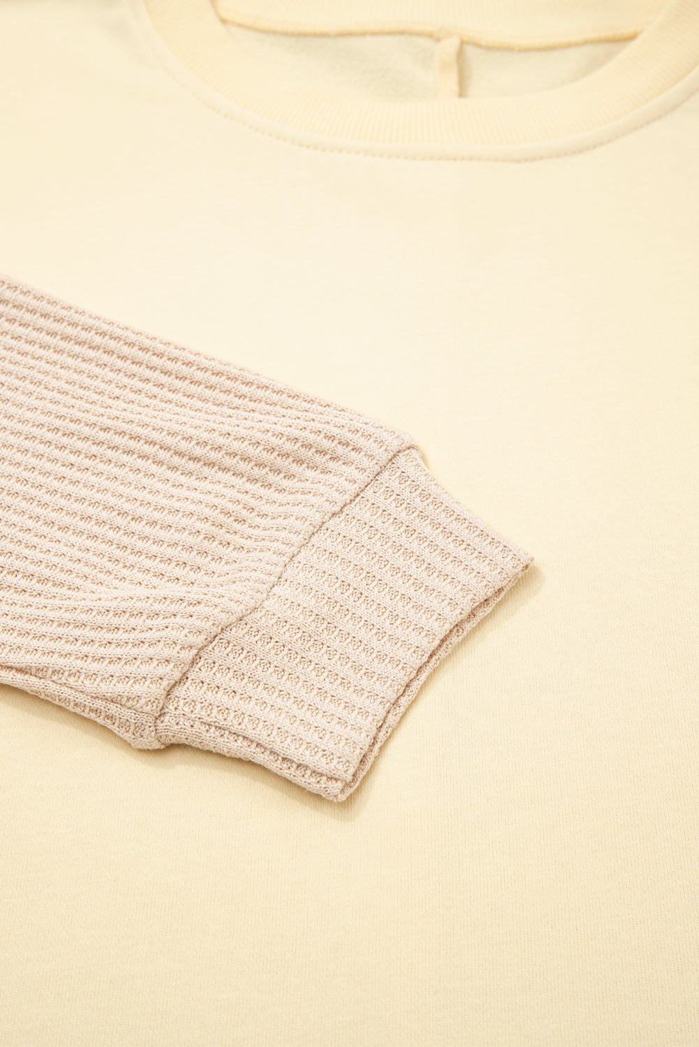 Apricot 2 in 1 Faux Two Piece Patchwork Round Neck Sweatshirt