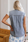 Beau Blue Denim Flap Pocket Curved Hem Shirt Vest