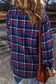 Navy Blue Plaid Flap Pocket Button Up Shacket