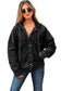 Black Big Chest Pocket Drop Shoulder Hooded Denim Jacket