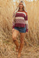 Brown Checkered Color Block Knitted Drop Shoulder Sweater