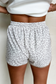 White Leopard Elastic Waistband Lace up Contrast Trim Casual Shorts