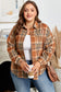 Brown Plaid Print Flap Pocket Buttoned Plus Size Shacket