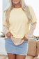 Apricot 2 in 1 Faux Two Piece Patchwork Round Neck Sweatshirt