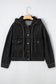Black Big Chest Pocket Drop Shoulder Hooded Denim Jacket