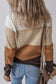 Khaki Colorblock Cable Knit Round Neck Sweater