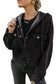 Black Big Chest Pocket Drop Shoulder Hooded Denim Jacket