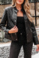 Black Faux Leather Buttoned Front Boxy Jacket