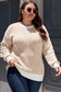 Blue Stripe Plus Size Contrast Trim Crew Neck Rib Knit Drop Shoulder Sweater