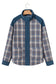 Gray Plaid Corduroy Patchwork Collared Zip Up Snap Button Jacket