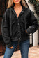 Black Big Chest Pocket Drop Shoulder Hooded Denim Jacket