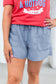 Beau Blue Pocketed Drawstring High Waist Plus Size Denim Shorts