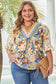 Multicolour Plus Size Floral Print Woven V Neck Half Sleeve Blouse