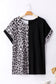 Black Half Leopard Patchwork Plus Size T-shirt