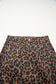Brown Leopard Denim Frayed Split Denim Midi Skirt