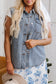 Beau Blue Denim Flap Pocket Curved Hem Shirt Vest