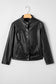 Black Faux Leather Buttoned Front Boxy Jacket