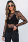 Black Bow Pattern Accent Mesh Long Sleeve Top