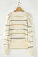 Multicolour Striped Ribbed Edge Drop Shoulder Sweater