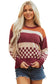 Brown Checkered Color Block Knitted Drop Shoulder Sweater
