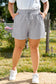 Gray Checkerboard Lace-Up High Waist Plus Size Casual Shorts