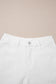 White Scalloped Hemline Acid Wash High Waist Denim Shorts
