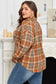Brown Plaid Print Flap Pocket Buttoned Plus Size Shacket
