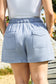 Beau Blue Pocketed Drawstring High Waist Plus Size Denim Shorts