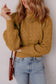 Jurassic Gold Hollow Out Crochet Ribbed Edge Balloon Sleeve Sweater