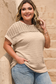 Oatmeal Lace Patchwork Waffle Short Sleeve Plus Size Top