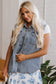 Beau Blue Denim Flap Pocket Curved Hem Shirt Vest