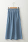 Beau Blue Buttoned Front High Waist Side Pockets Denim Maxi Skirt