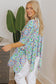 White Boho Floral Printed Rhinestone 3/4 Sleeve Open Front Kimono