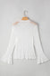 White Sheer Lace Bell Sleeve Mock Neck Blouse