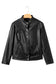 Black Faux Leather Buttoned Front Boxy Jacket