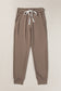 Dark Brown Drawstring Elastic Waistband Pocketed Joggers