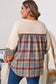 Parchment Plus Size Waffle Colorblock Striped Plaid Patchwork Half Button Pullover