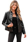 Black Faux Leather Buttoned Front Boxy Jacket