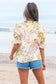 Multicolour Crochet V Neck Half Sleeve Boho Floral Blouse