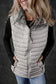 Silvery Plush Collared Quilted Zipped Puffer Vest
