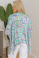 White Boho Floral Printed Rhinestone 3/4 Sleeve Open Front Kimono