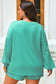 Sea Green Drop Shoulder V Neck Pullover Top and Drawstring Short Plus Size Set