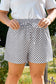 Gray Checkerboard Lace-Up High Waist Plus Size Casual Shorts